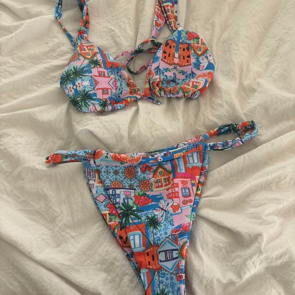 SHEIN Women's Multi Colored Bikini Set Mexico Vibes Small 2 Piece